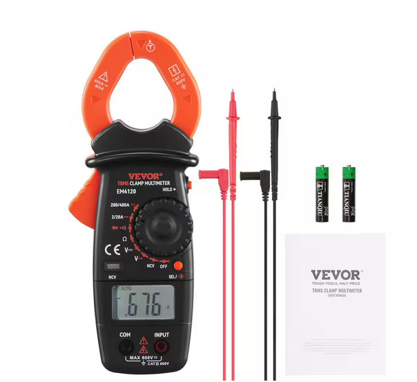 400 Amp Digital Clamp Meter DC/AC Multimeter True RMS Auto Ranging 2000 Max Reading NCV Measurement LED Backlight - 91010024669