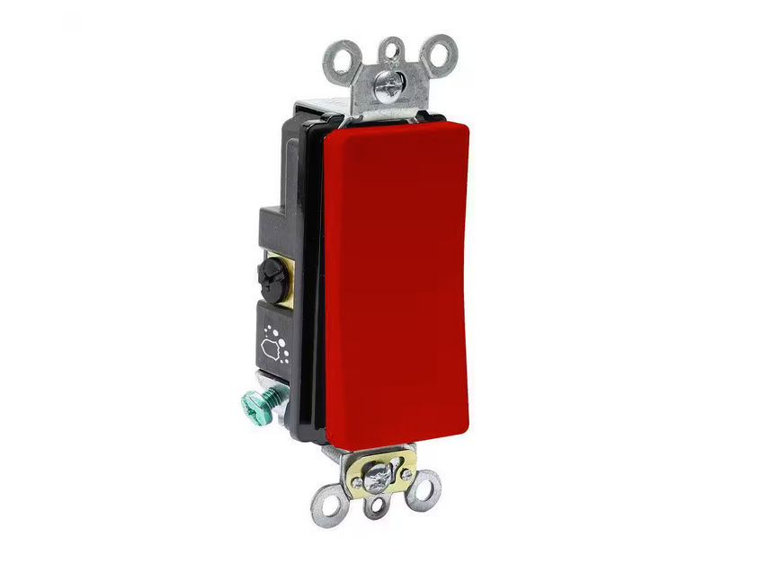 Decora Plus 20 Amp 120-Volt/277-Volt Antimicrobial Treated 3-Way Rocker Switch, Red