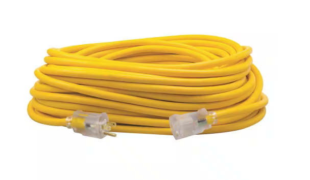100 ft. 12/3 SJEOW Outdoor Heavy-Duty T-Prene Extension Cord with Power Light Plug - 91002811031