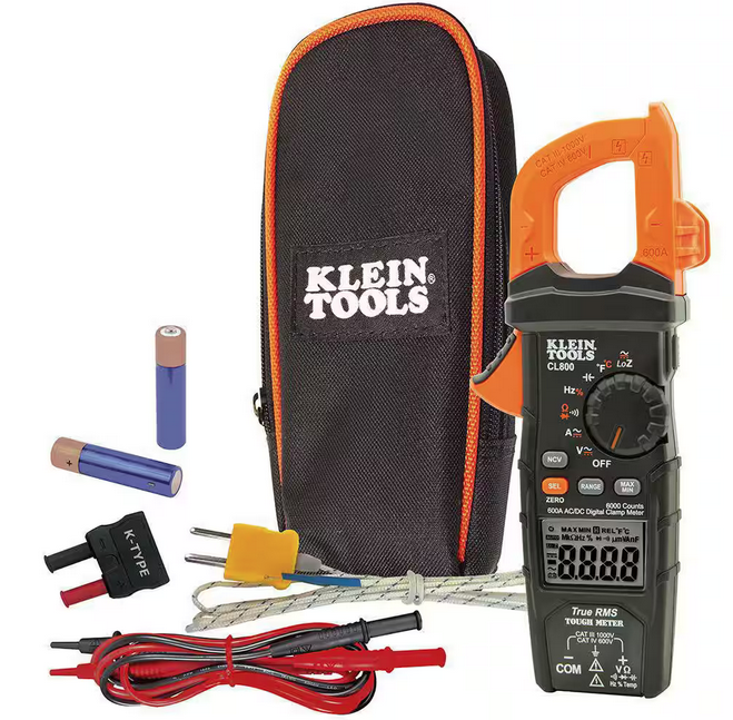 600 Amp AC/DC True RMS Auto Ranging Digital Clamp Meter (CL800) - 91001593304