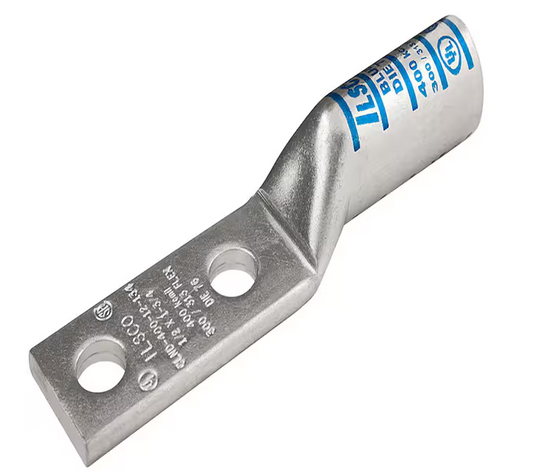 Surecrimp Copper Compression Lug Connector, Conductor Size 500, 2 Holes, Long Barrel - 91006426767