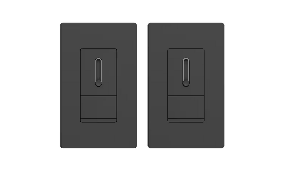 Slide Dimmer Switch for Dimmable LED ,CFL,Incandescent Bulbs ,Single Pole/ 3-Way, Wall Plate Included, Black (2-Pack) - 91005750391