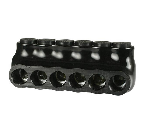 14-2 AWG 6 Port Multi Tap Connector Insulated Single Side Entry Black Bagged - 91003915798