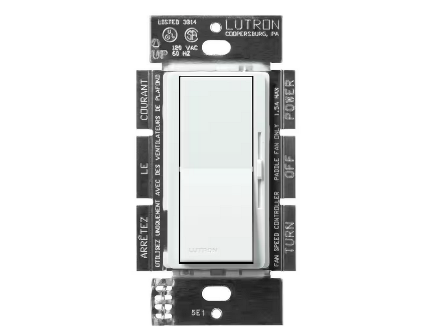 Diva 3-Speed Fan Control, Single-Pole/3-Way, 1.5 Amp, Glacier White (DVSCFSQ-F-GL) - 91009502153