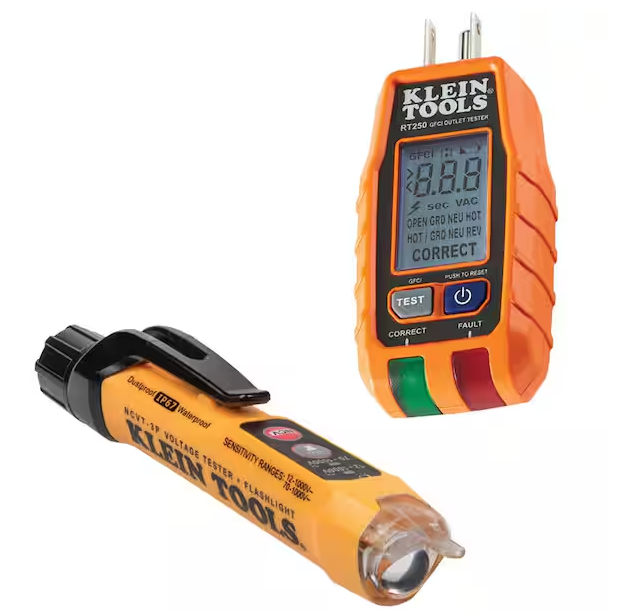 Dual-Range Non-Contact Voltage Tester and GFCI Receptacle Tester Tool Set (2-Piece) - 91008150157 (Copy)