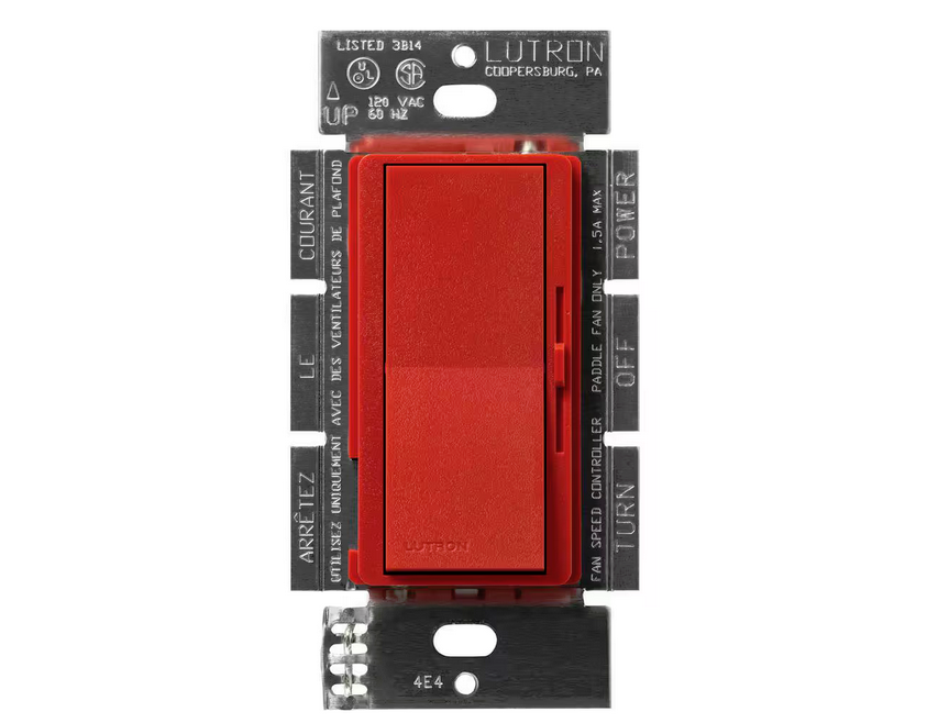 Diva 3-Speed Fan Control, Single-Pole/3-Way, 1.5 Amp, Signal Red (DVSCFSQ-F-SR) - 91009501782