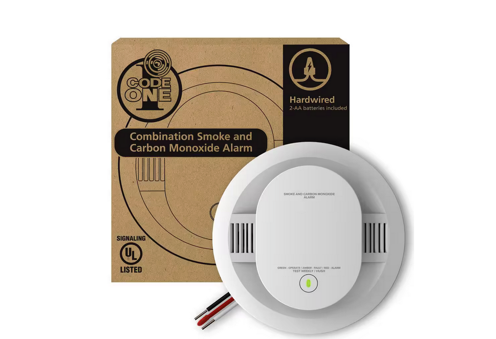 Code One Hardwired Interconnectable Smoke & Carbon Monoxide Detector with AA Battery Backup - 91008622056