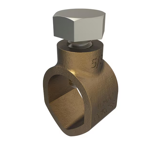 Permaground Bronze Ground Rod Clamp, Conductor Range 2-10, Ground Rod Size 5/8 in. Rebar Size #5 (5-Pack) - 91006426774