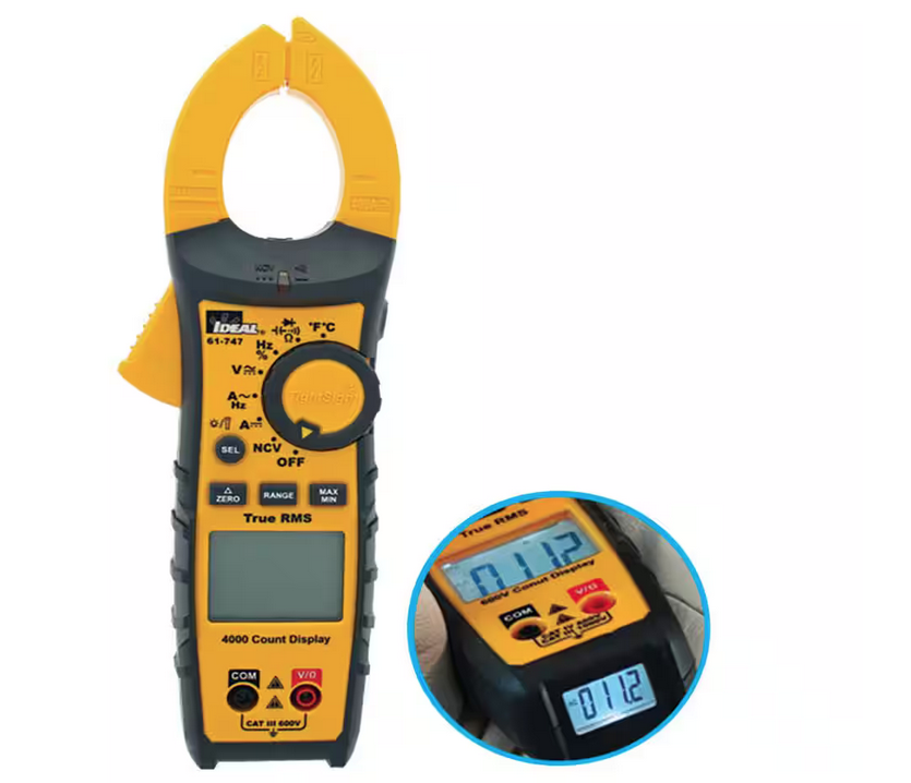 400 Amp AC DC TRMS Clamp Meter, TightSight, with Flashlight, NCVT and Temp - 91009519735