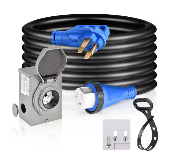20 ft. 10/4 50 Amp Generator Extension Cord 4 Prong 125-Volt Indoor/Outdoor Extension Cord L14-50P Black - 91010996984