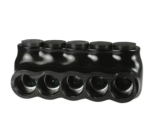 6 - 3/0 AWG 4-Ports 600-Volt UL 486 Multi-Tap Connector Insulated Single Sided Entry, Black - 91004501562