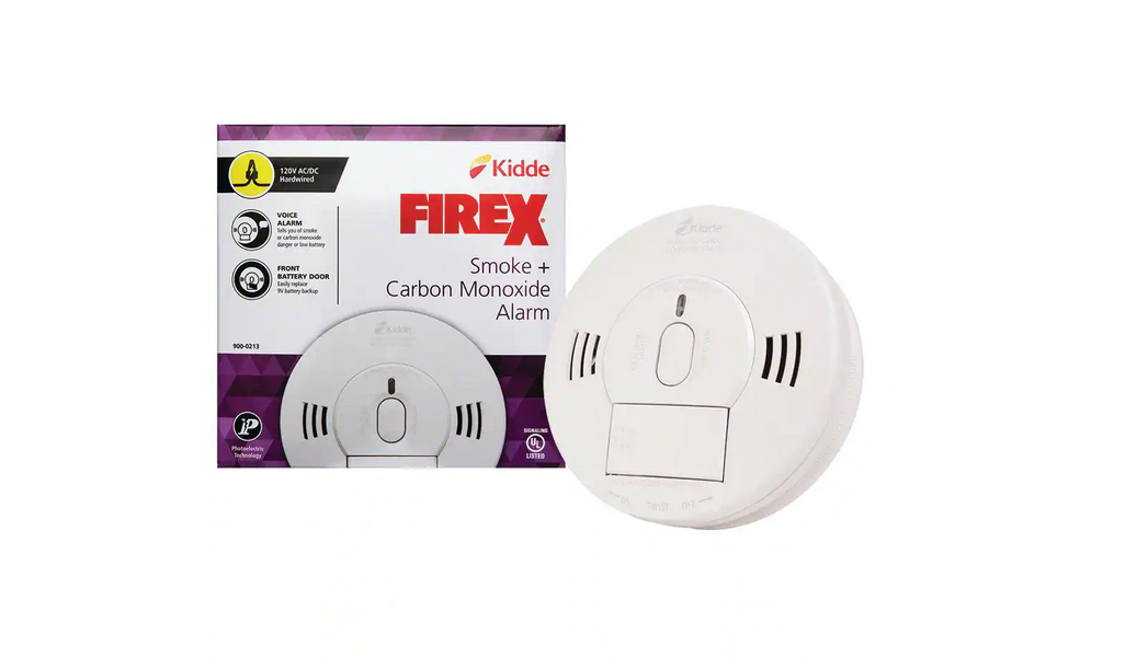 Firex Hardwired Combination Smoke and Carbon Monoxide Detector with Voice Alarm and Front Load Battery Door - 9714543