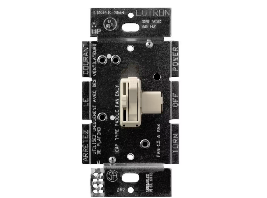 Toggler Fan Control, 3-Speed, 1.5-Amp/Single-Pole or 3-Way, Light Almond (TGFSQ-FH-LA) - 9610157