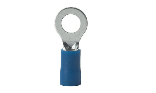 16 - 14 AWG #8 - 10 Stud Size Vinyl-Insulated Ring Terminals in Blue (75-Pack) - 9408608