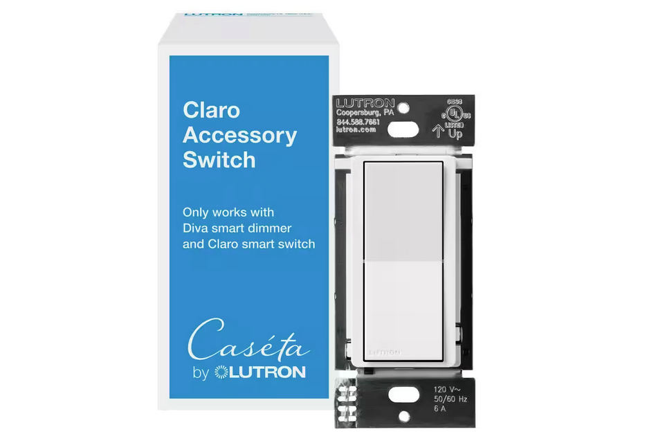 Claro Smart Accessory Switch, only for use with Diva Smart Dimmer Switch/Claro Smart Switch, White (DVRF-AS-WH) - 91009034883