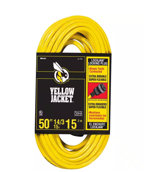 50 ft. 14/3 SJTW Outdoor Medium-Duty Lock Jaw Extension Cord