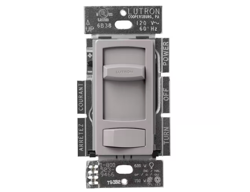 Skylark Contour LED+ Dimmer Switch for LED and Incandescent Bulbs, 150-Watt/Single-Pole or 3-Way, Gray (CTCL-153P-GR) - 91000517656