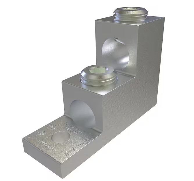 Aluminum Panelboard Lug, Dual Rated, Conductor Range 300-6, 2-Ports, 1 Hole, 5/16 in. Bolt Size, Tin Plated - 91006426846