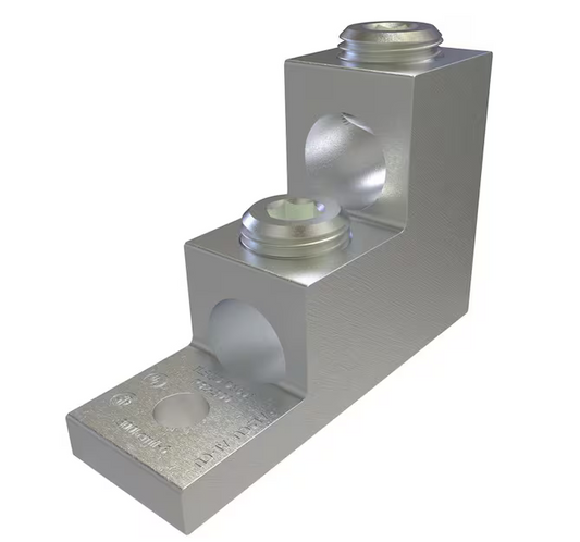 Aluminum Panelboard Lug, Dual Rated, Conductor Range 300-6, 2-Ports, 1 Hole, 5/16 in. Bolt Size, Tin Plated - 91006426846