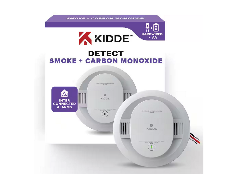 Hardwired Combination Smoke and Carbon Monoxide Detector with Interconnected Alarm and LED Warning Lights - 91010608798