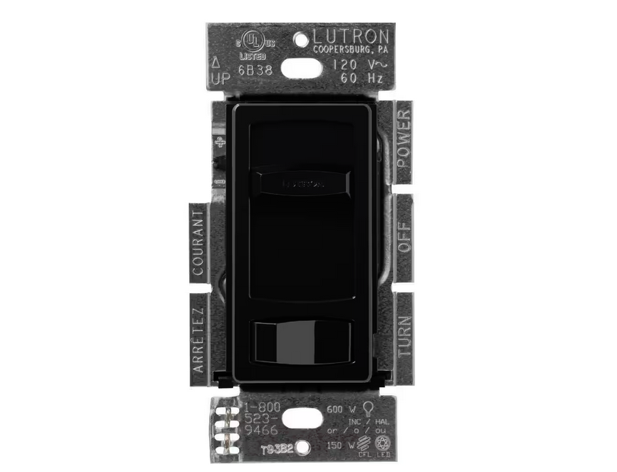 Skylark Contour LED+ Dimmer Switch for LED and Incandescent Bulbs, 150-Watt/Single-Pole or 3-Way, Black (CTCL-153P-BL) - 91000517614