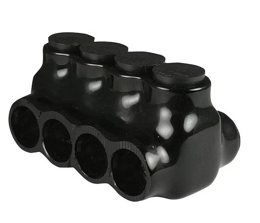 6 - 3/0 AWG 4-Ports 600-Volt UL 486 Multi-Tap Connector Insulated Dual Sided Entry, Black - 91004501359