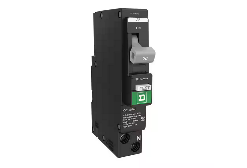 QO 20 Amp 120-Volt Single-Pole Plug-On Neutral Combination Arc Fault Circuit Breaker - 91009823214