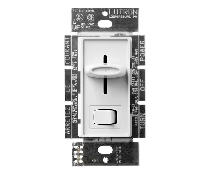 Skylark Fan and Light Control, 3-Speed Slide-to-Off, 1.5-Amp Fan/360-Watt Incandescent/Single-Pole, White (SFSQ-LFH-WH) - 91000521712