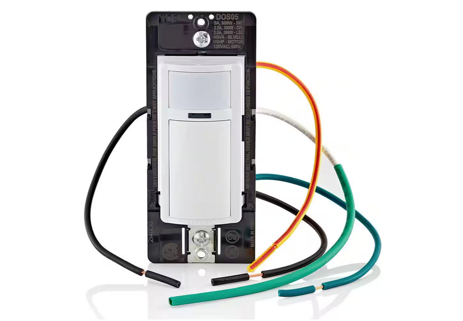 Decora In-Wall Motion Sensor Light Switch, Motion Activated, Auto-On/Auto-Off, 5-Amp, Single Pole or 3-Way, White - 91006446630