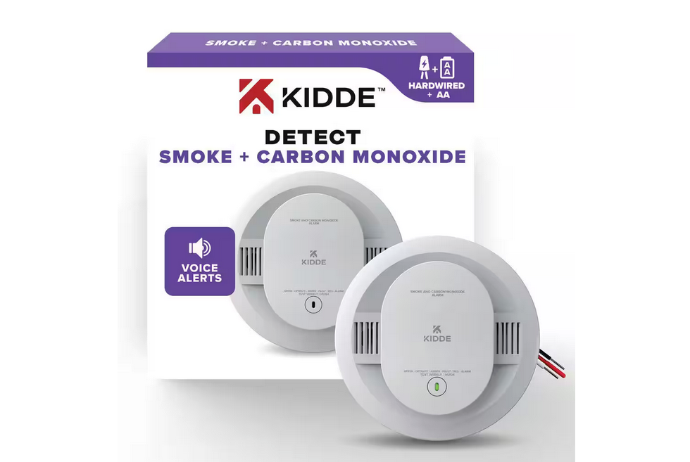 Hardwired Combination Smoke and Carbon Monoxide Detector with Interconnected Alarm LED Warning Lights and Voice Alerts - 91010608800