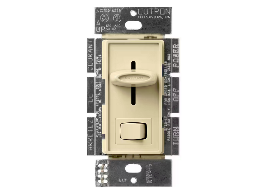 Skylark Fan and Light Control, 3-Speed Slide-to-Off, 1.5-Amp Fan/360-Watt Incandescent/Single-Pole, Ivory (SFSQ-LFH-IV)