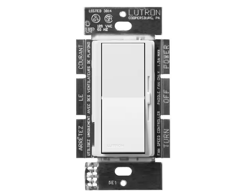 Diva 3-Speed Fan Control, Single-Pole/3-Way, 1.5 Amp, Snow (DVSCFSQ-F-SW)