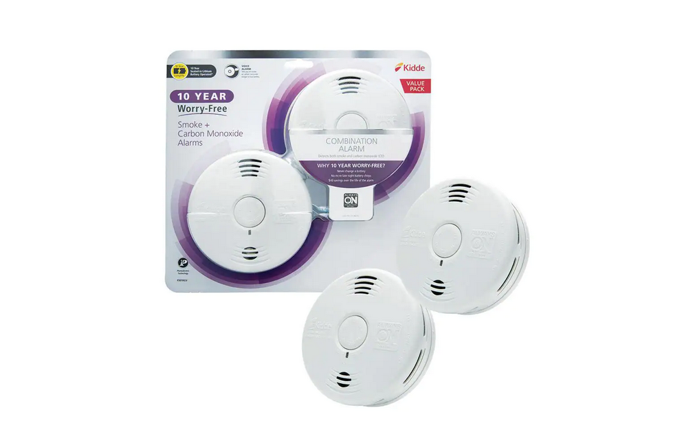 10-Year Worry Free Smoke & Carbon Monoxide Detector, Lithium Battery Powered with Voice Alarm, 2-Pack - 91001632542