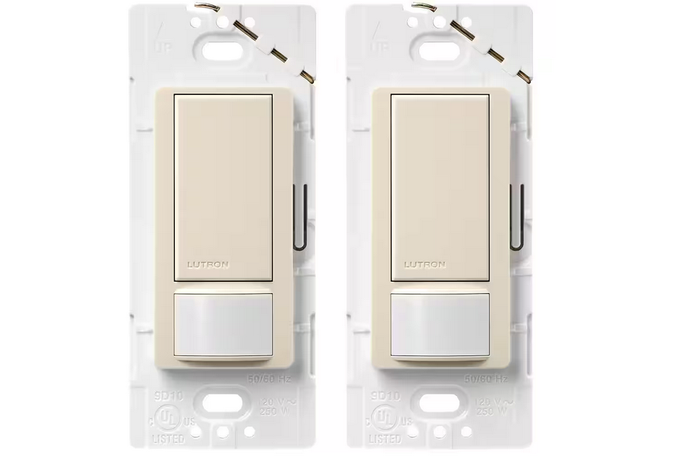 Maestro Motion Sensor Switch, 2 Amp/Single-Pole, Light Almond (MS-O2S-2PK-LA) (2-Pack)