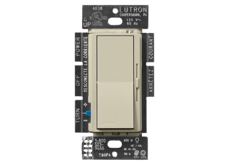 Diva LED+ Dimmer Switch for Dimmable LED and Incandescent Bulbs, 150-Watt/Single-Pole or 3-Way, Clay (DVSCCL-153P-CY) - 91009229288