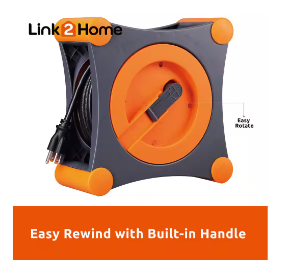 35 ft. 14/3 Extension Cord Storage Reel with 4 Grounded Outlets and Overload Protection - 91004298183