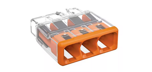 2773 Series 3-Port Push-in Wire Connector for Junction Boxes, Electrical Connector with Orange Cover, (10-Pack) - 91011134486