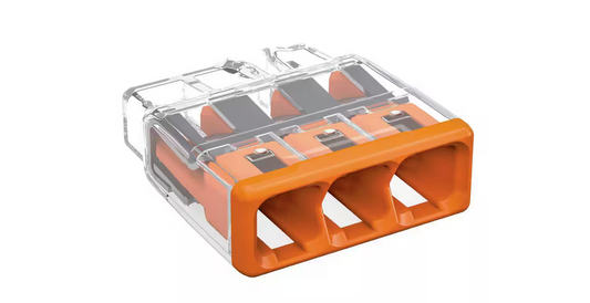 2773 Series 3-Port Push-in Wire Connector for Junction Boxes, Electrical Connector with Orange Cover, (100-Pack) - 91011134483