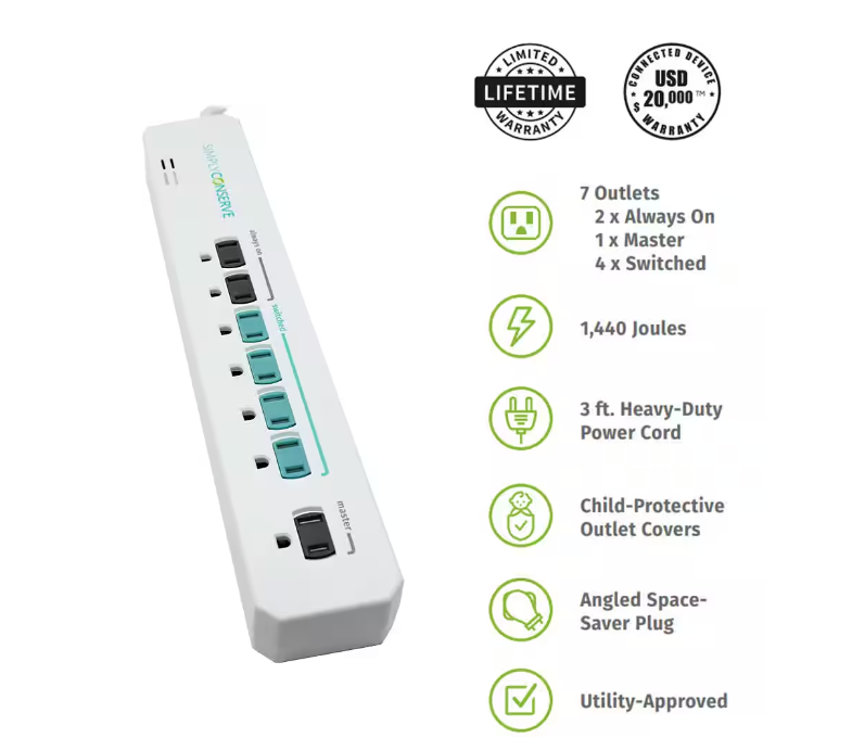 3 ft. 7-Outlet Energy-Saving Advanced Surge Protector - 91007207308