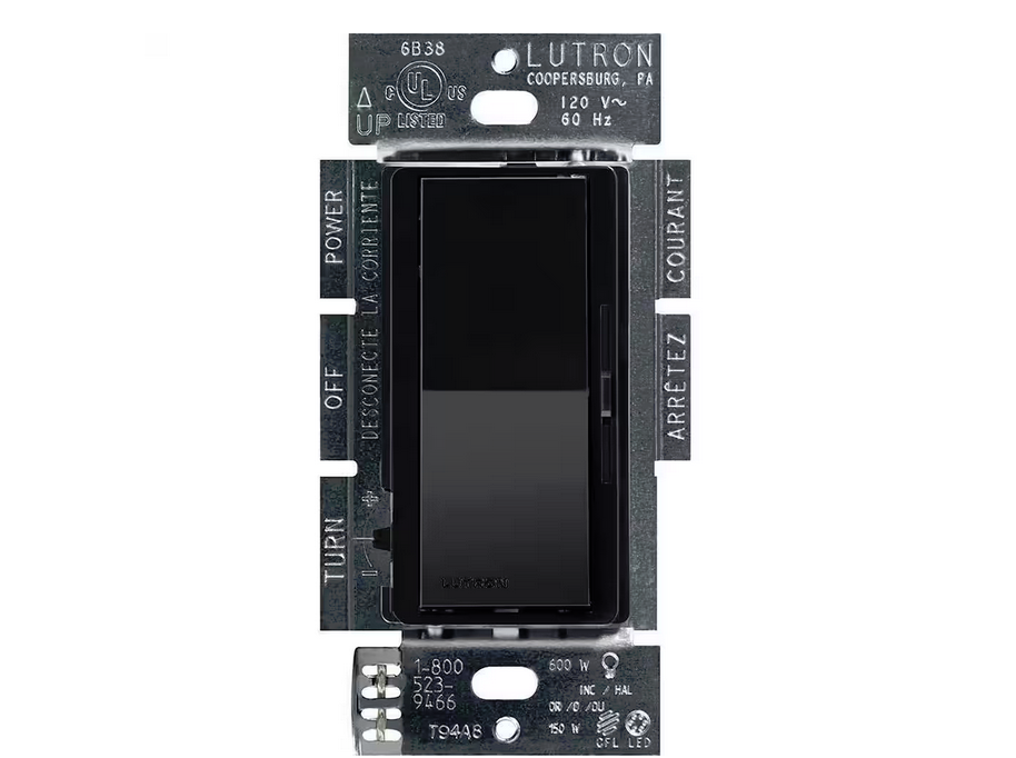 Diva LED+ Dimmer Switch for Dimmable LED and Incandescent Bulbs, 150-Watt/Single-Pole or 3-Way, Black (DVCL-153PR-BL) - 91001381762