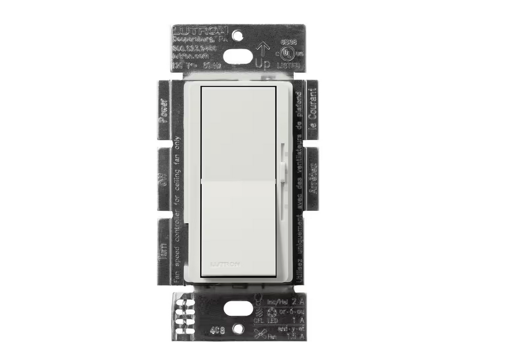 Diva 3-Speed Fan Control and Light Switch, Single-Pole/3-Way, 1.5A Fan/1A LED, Lunar Gray (DVSCFSQ-LF-LG) - 91009501019