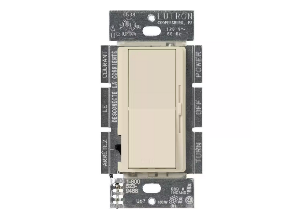 Diva LED+ Dimmer Switch for Dimmable LED Bulbs, 250-Watt/Single-Pole or 3-Way, Light Almond (DVCL-253P-LA) - 91001214117