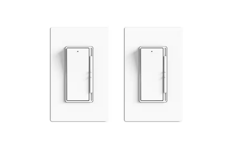 Slide Dimmer Switch for Dimmable LED ,CFL,Incandescent Bulbs ,Single Pole/ 3-Way, Wall Plate Included, White (2-Pack) - 91005750388