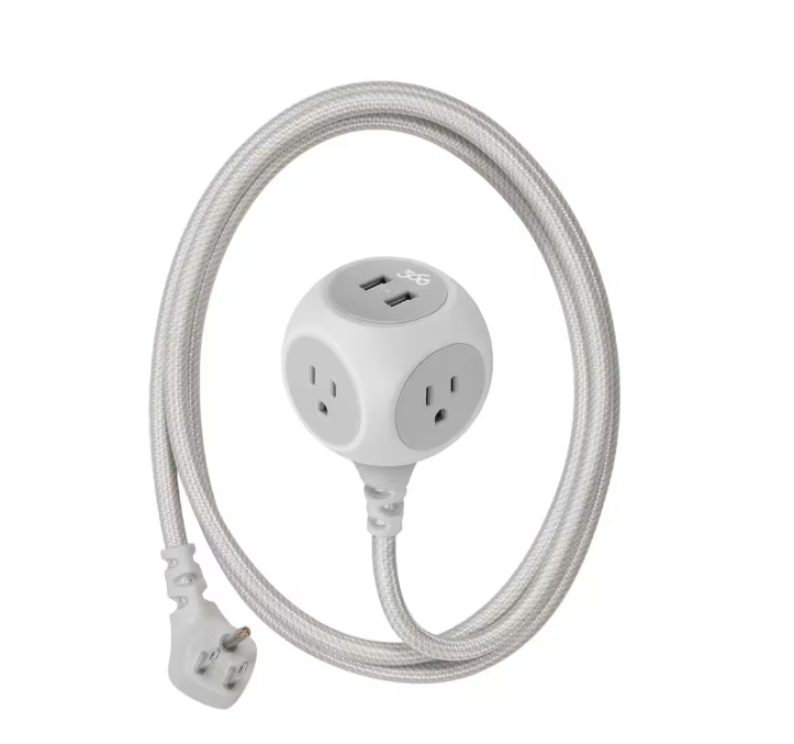 3-Outlet with 2-2.4 Amp USB and 6 ft. Braided Cord - 91004385426