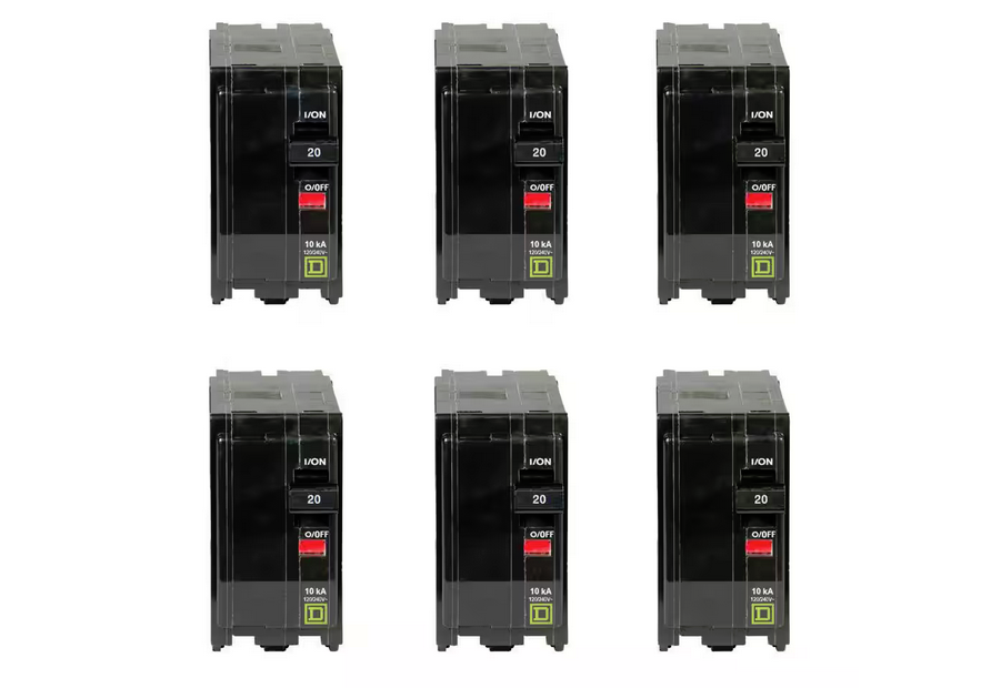 QO 20 Amp 2-Pole Circuit Breaker (6-pack) - 91009472937