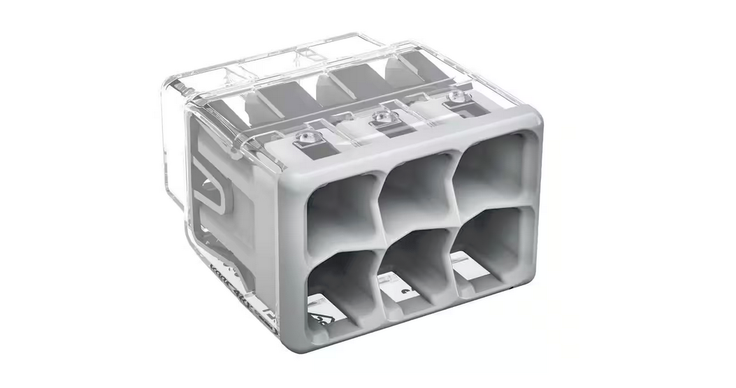 2773 Series 6-Port Push-in Wire Connector for Junction Boxes, Electrical Connector with Gray Cover, (5-Pack) - 91011140641