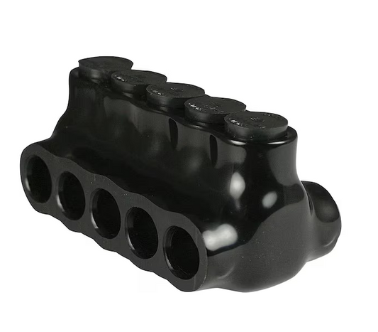 14-2 AWG Multi Tap Connector Insulated Dual Side Entry 5 Ports, Black - 91003915668