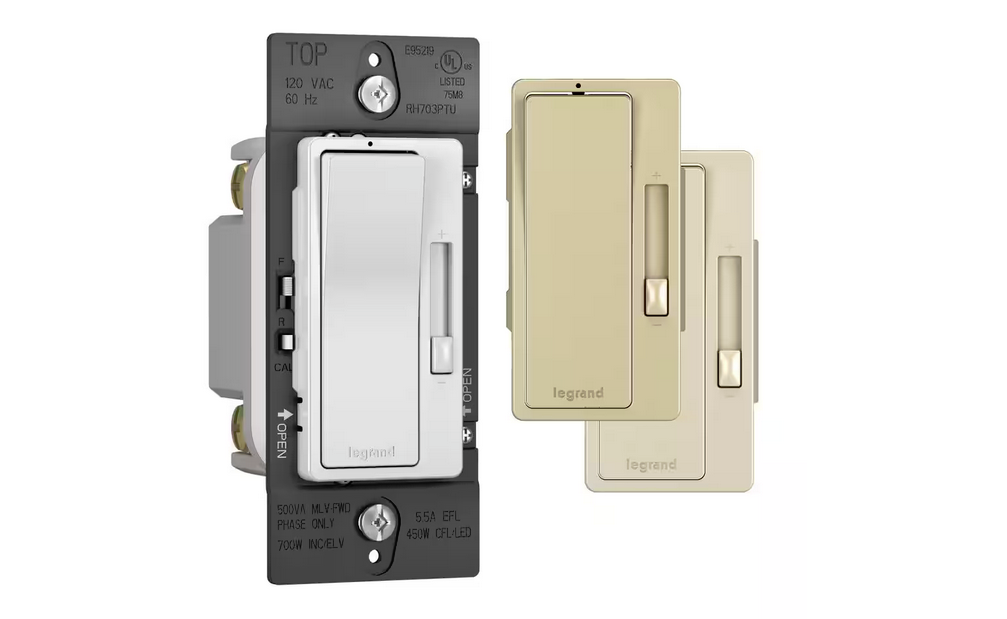 radiant Tru-Universal 700-Watt Single Pole/3-Way LED/CFL/Incandescent Dimmer, White/Light Almond/Ivory - 91007571986