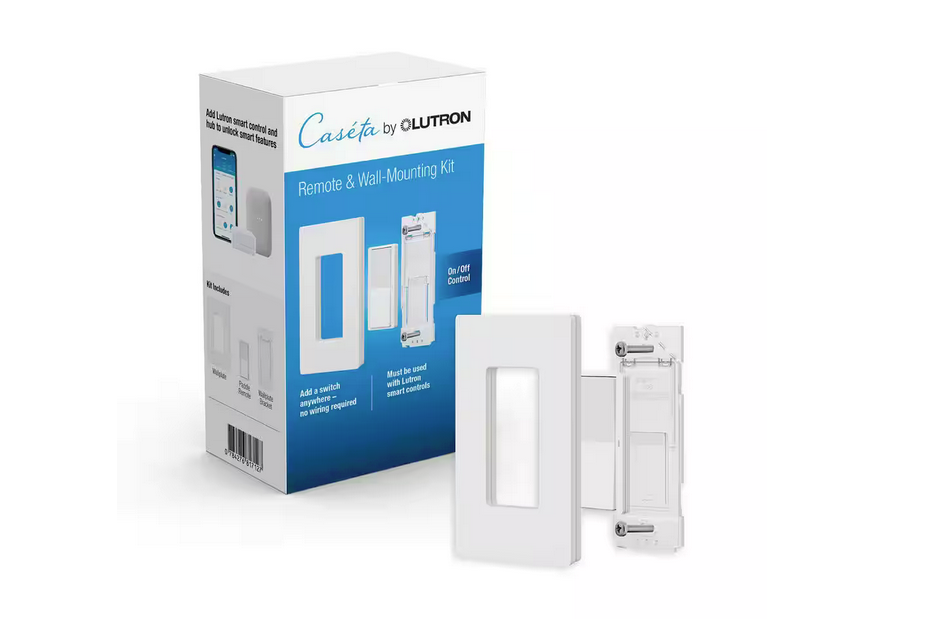 Pico Paddle Remote Wall-Mount Kit, for On/Off Control of Caseta Smart Dimmers and Smart Switches, White - 91010108640