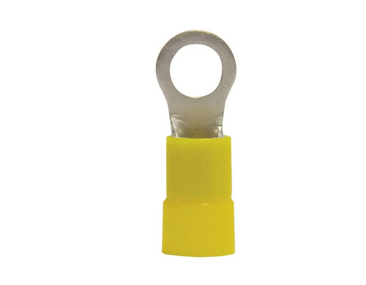 4 AWG 3/8 in. Stud Size Vinyl-Insulated Ring Terminals in Yellow (4-Pack) - 9373550